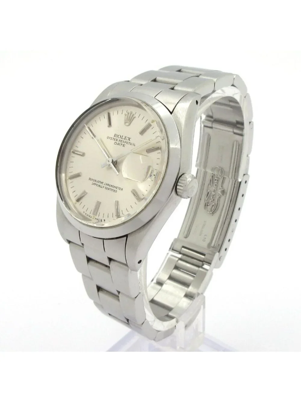 Rolex Watch Oyster Perpetual Date SS Plastic Crystal 13 Frames Silver